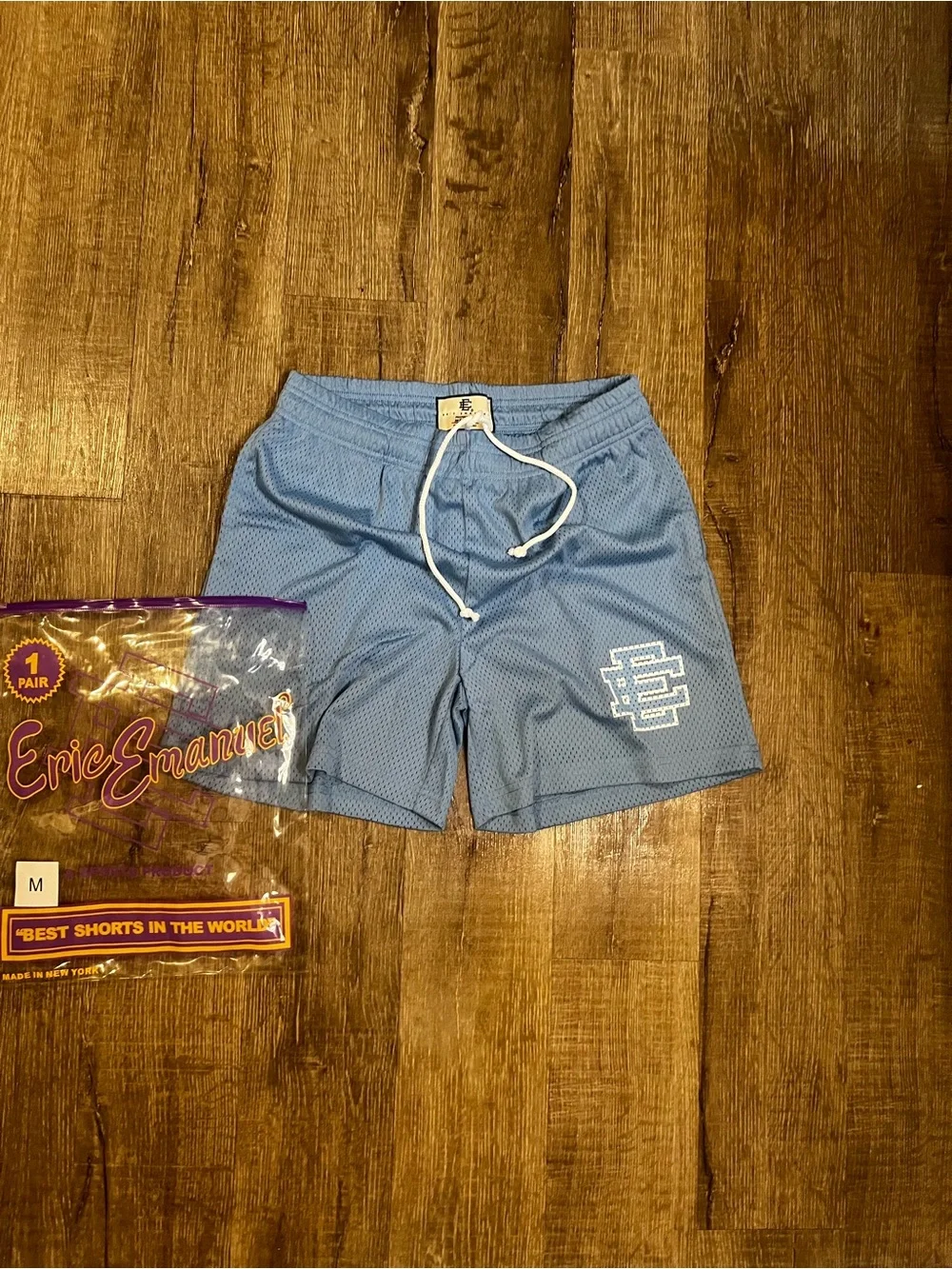 Brand new Eric Emanuel Baby Blue Mesh Athletic Shorts